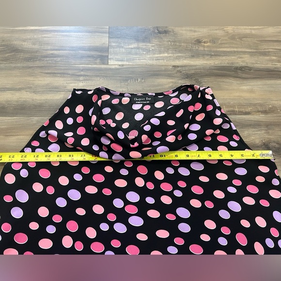 💗Black Cowl Neck Top with Pink and Purple Polka Dots - Picture 5 of 5